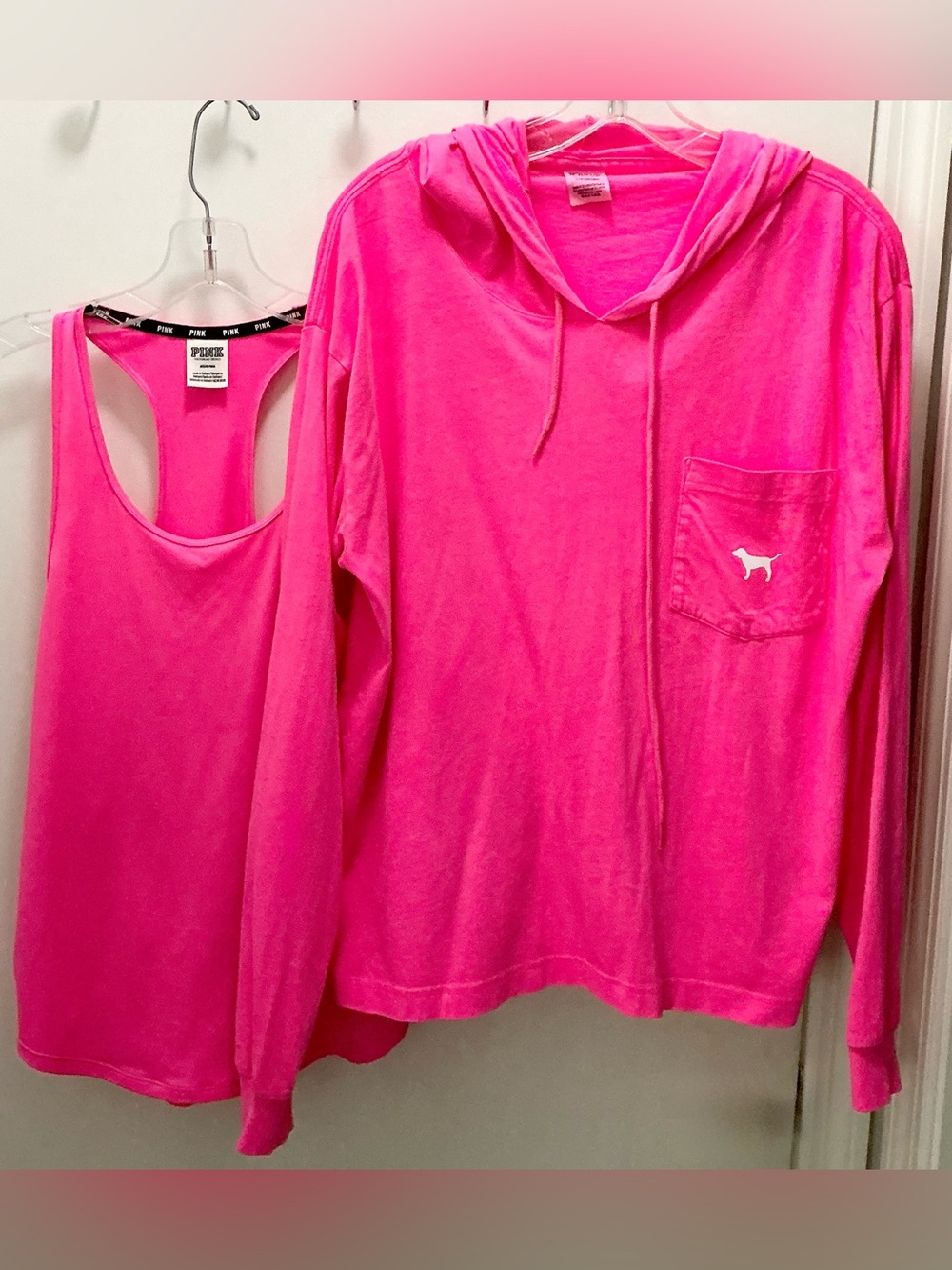 PINK Victoria's Secret PINK Neon Pink Hoodie & Tank Set